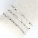 Silver - Twisted & Dainty Chain Bracelet Set