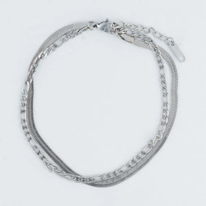 Silver - 2 Row Snake Chain Anklet