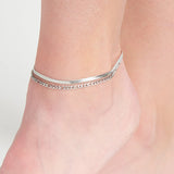 Silver - 2 Row Snake Chain Anklet
