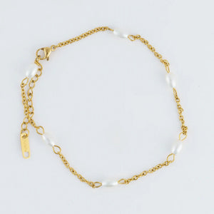 Gold - Dainty Pearl Anklet