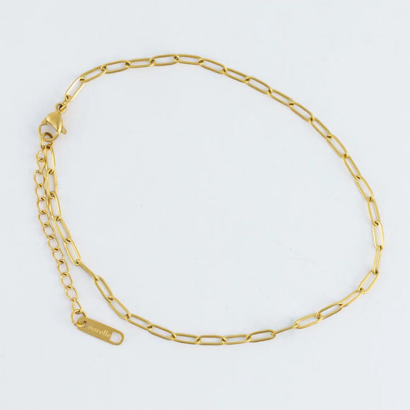 Gold - Dainty Paper Clip Chain Anklet