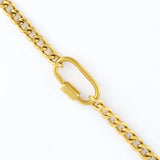 Gold - 2 Tone Carabiner Chain Necklace 16"