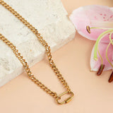 Gold - 2 Tone Carabiner Chain Necklace 16"