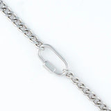 Silver - 2 Tone Carabiner Chain Necklace 16"