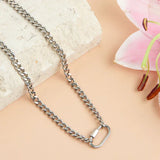 Silver - 2 Tone Carabiner Chain Necklace 16"