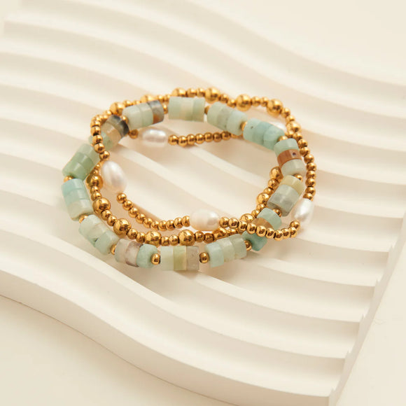 Gold - Narelle Waterproof Pearl Bracelet Set