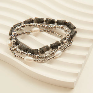 Silver - Narelle Waterproof Pearl Bracelet Set