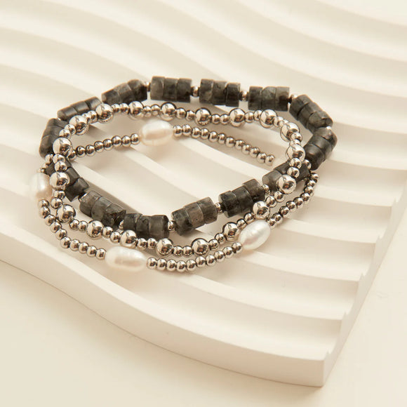 Silver - Narelle Waterproof Pearl Bracelet Set