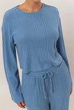 Light Blue Ribbed Long Sleeve Pant Set