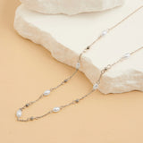 Silver - Pearl & Bead 18" Necklace