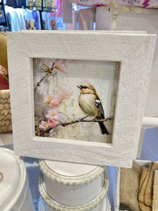 Small Bird On Branch - White Frame