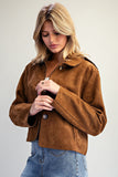 Chocolate Suedette Button Jacket