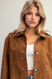 Chocolate Suedette Button Jacket
