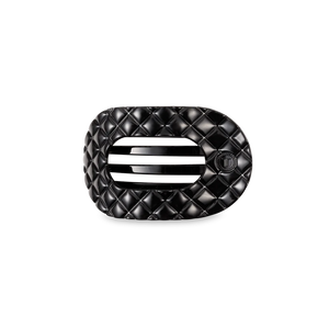 Jet Black Quilted Small Round Hair Clip