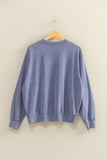 Dusty Blue Ribbed Hem Sweatshirt