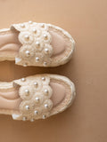 The Candice | Ivory Floral Raffia Platform Slide