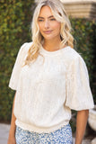 Ivory Floral Short Sleeve Top