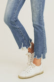 Frayed Hem Ankle Flare Jeans
