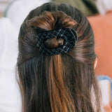 Jet Black Quilted Small Round Hair Clip