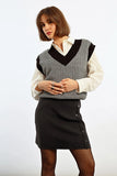 Black Knit Skirt With Button Detail