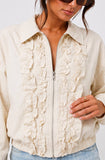 Cream Ruffle Track Jacket