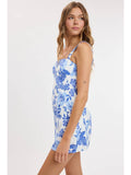 Blue Floral Mini Dress w/ Shorts
