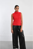 Red Sleeveless Turtleneck