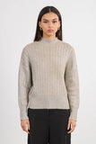 Beige Metallic Silver Cable Knit Sweater