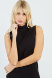 Black Sleeveless Turtleneck Sweater