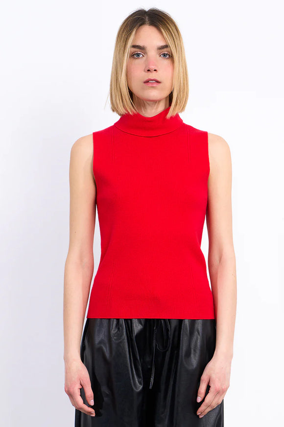 Red Sleeveless Turtleneck