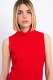 Red Sleeveless Turtleneck