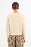 Cream Textured Knit Cardigan W/ Gold Buttons