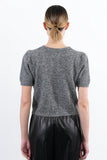 Grey Short Sleeve Sequin Bow Sweater