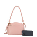 Taupe Double Compartment Braided Handle Bag