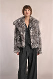 Grey & Black Leopard Fur Coat