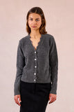 Charcoal Lace Scallop Trim Cardigan