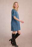 Blue Soft Short Sleeve Shift Dress