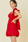 Red Bubble Hem Dress