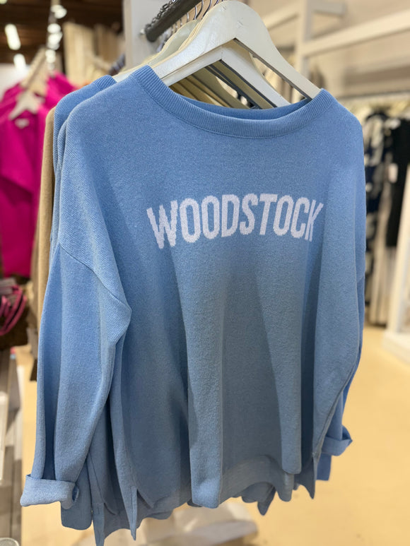 Relaxed Blue & White Woodstock Sweater
