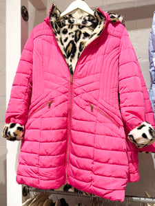 Hot Pink Leopard Puff Coat