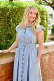 Light Denim Button Down Midi Dress