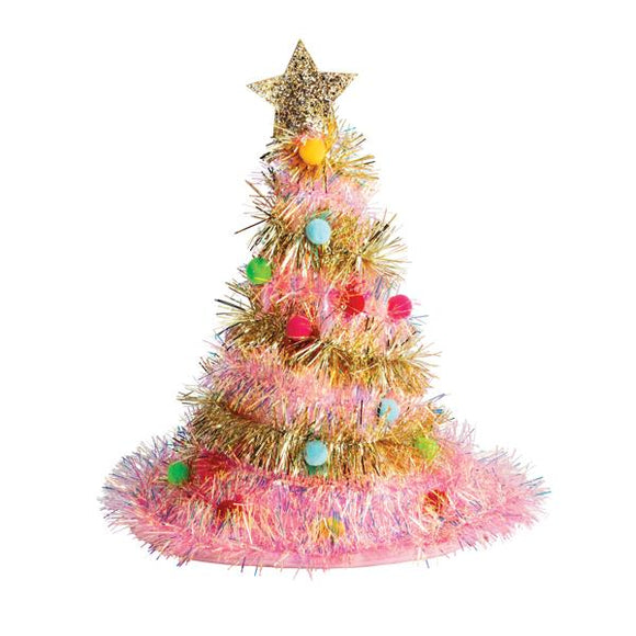 Pink Singing Tinsel Tree Hat