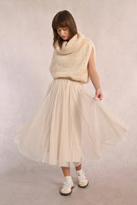 Ivory Sparkle Pleated Tulle Skirt