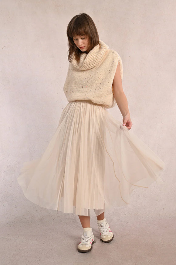 Ivory Sparkle Pleated Tulle Skirt