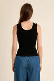 Black Ruffle Trim Scoop Tank