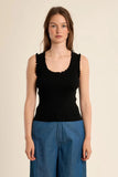 Black Ruffle Trim Scoop Tank