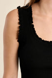 Black Ruffle Trim Scoop Tank