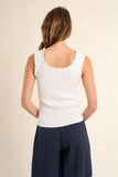 Ivory Ruffle Trim Scoop Tank