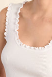 Ivory Ruffle Trim Scoop Tank