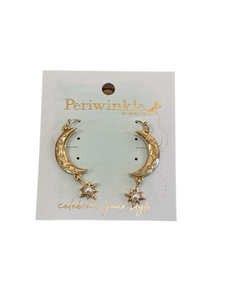 Earrings - Moon + Star Dangle w/ Pearl